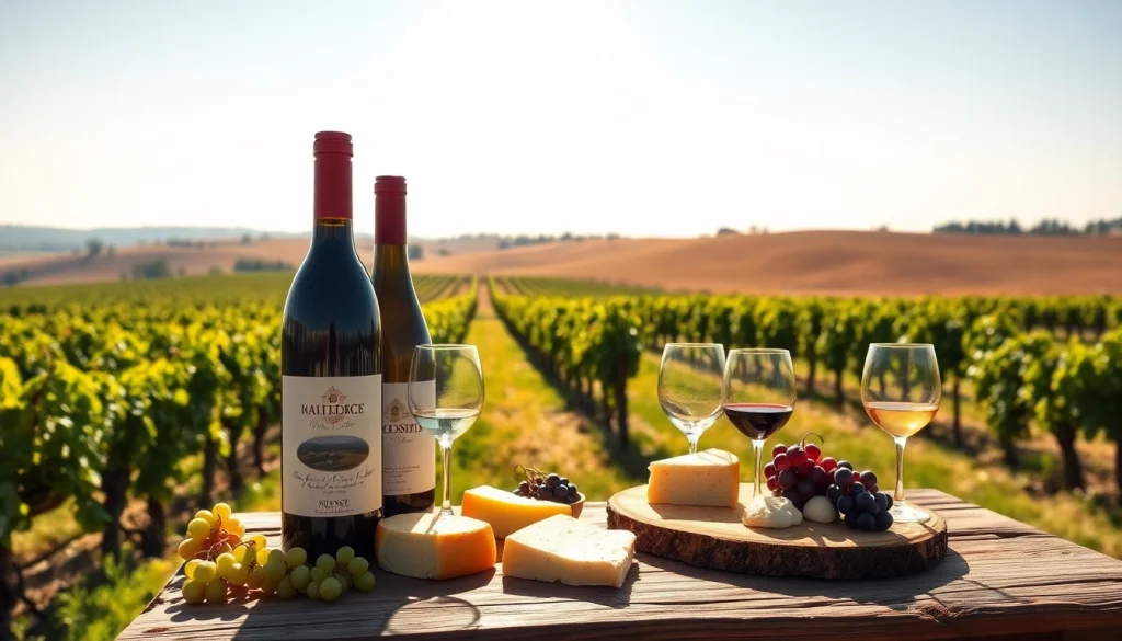 Experience the beauty of Clarksburg wineries with a vineyard table setting and scenic views.