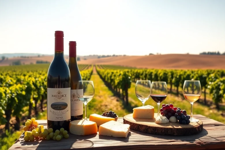 Experience the beauty of Clarksburg wineries with a vineyard table setting and scenic views.