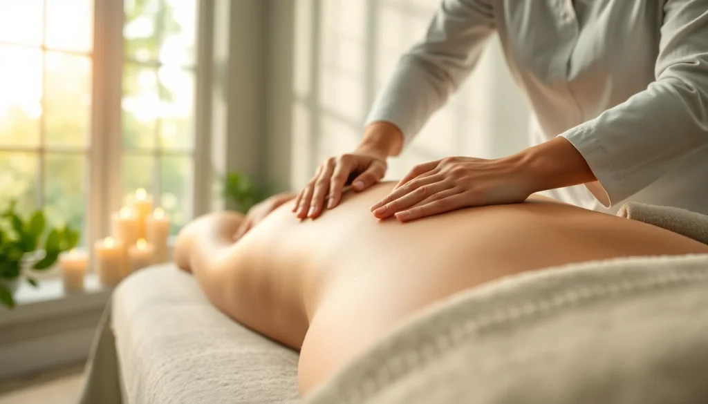 마사지 테라피스트가 고객의 등에 부드러운 마사지를 제공하는 모습을 담은 이미지