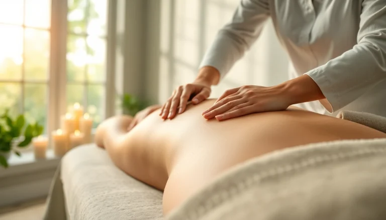 마사지 테라피스트가 고객의 등에 부드러운 마사지를 제공하는 모습을 담은 이미지