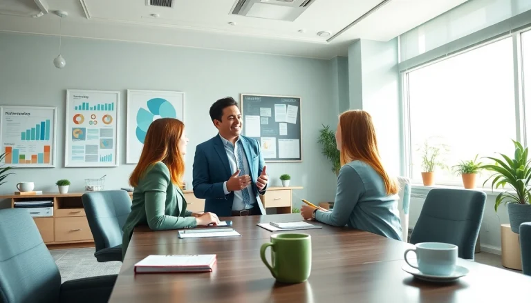 Engaging interaction with a business coach los Angeles in a bright office, promoting professional growth.