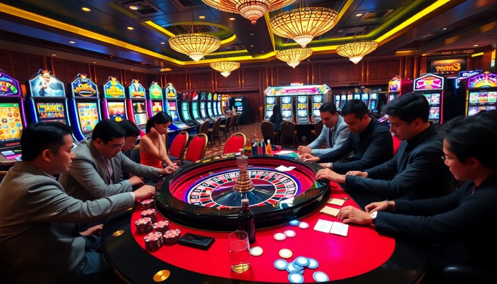 Experience high-stakes action at https://gg88.biz/ with poker players strategizing at a luxurious casino table.