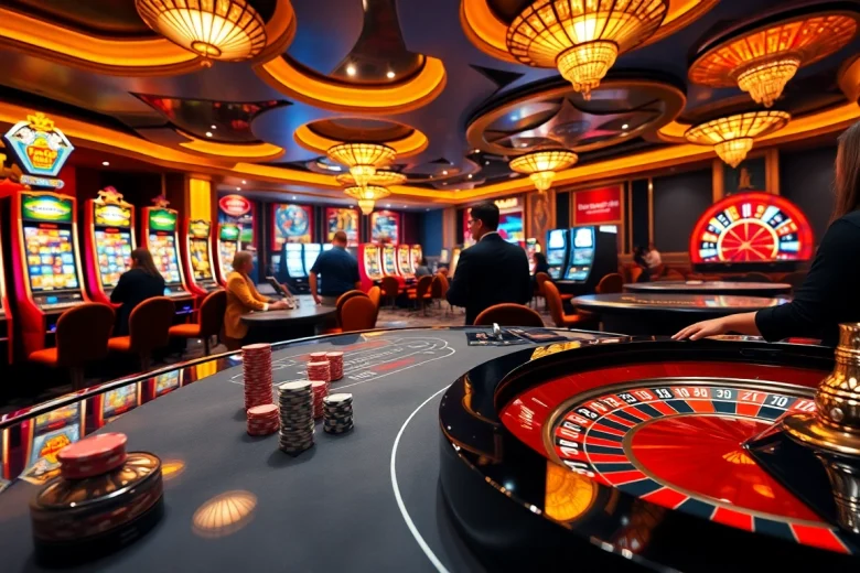 Experience excitement and elegance at tại 789club with gaming tables and vibrant slot machines.
