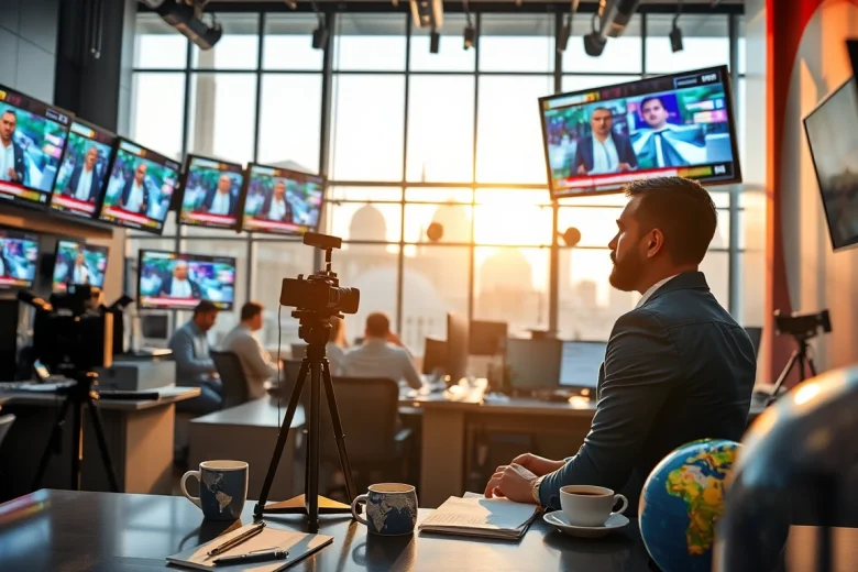 تغطية حية لأخبار saudiwadi.com في غرفة أخبار حديثة مليئة بالصحفيين.
