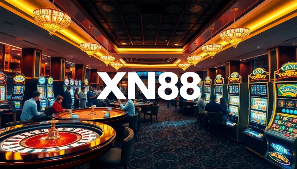 Players enjoying diverse games at XN88 casino, showcasing excitement and luxury.