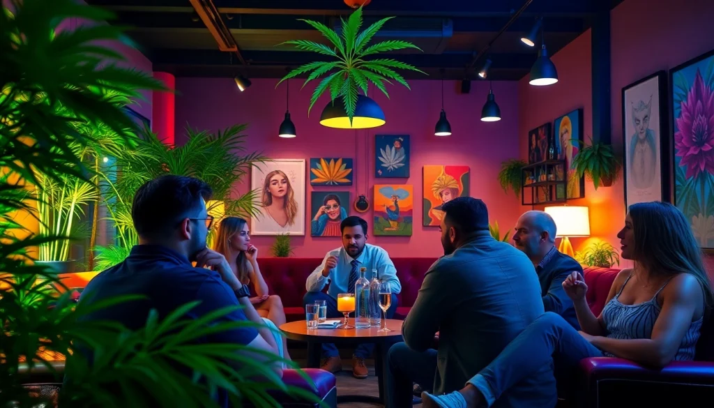 Membres du social club espagne se détendent lors d'une réunion conviviale en intérieur, entourés de plantes.