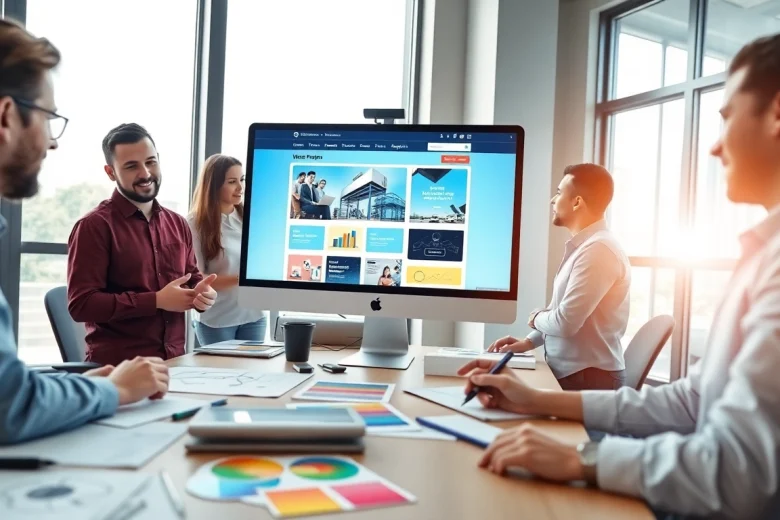 Showcasing web design fort myers with professional designers collaborating in a vibrant office.