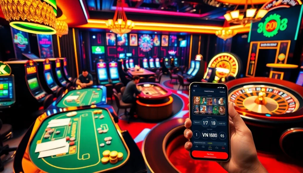 Experience high-stakes gameplay at VN168's vibrant online casino filled with thrilling slot machines and poker tables.