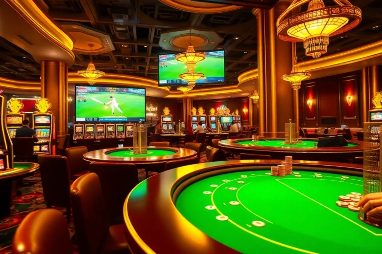 Experience the thrill of gambling at Jeet Buzz Casino with lively gaming tables and vibrant slot machines.