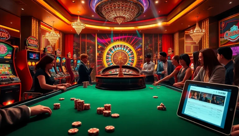 Engaging players at a vibrant casino scene, focusing on Đăng Ký QH88 for an exciting gaming experience.