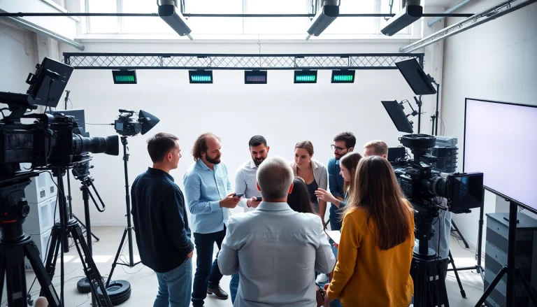 Creative collaboration in a Video Production Company Phoenix studio setting, showcasing modern equipment and teamwork.