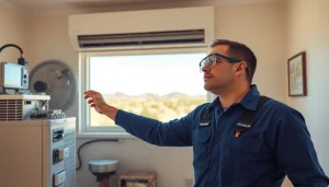 Efficient ac repair phoenix az showcased by a technician in a bright-setting home.