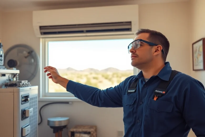 Efficient ac repair phoenix az showcased by a technician in a bright-setting home.