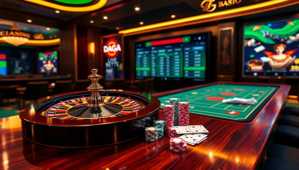 DAGA online betting scene featuring vibrant casino elements and excitement.