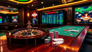 DAGA online betting scene featuring vibrant casino elements and excitement.