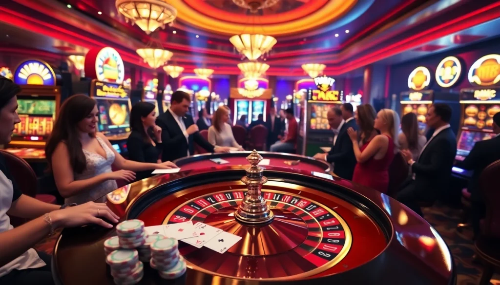 Experience thrilling gameplay at https://255bett.com.br with vibrant casino tables and players enjoying their bets.