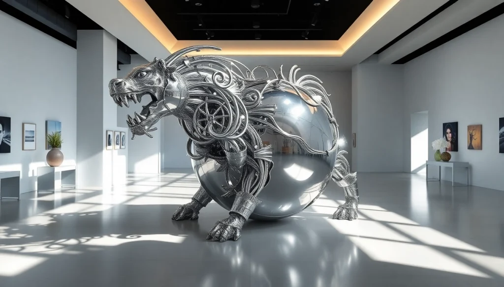 Examine the elegance of palladium showcased in a unique sculpture within a gallery.