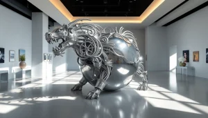 Examine the elegance of palladium showcased in a unique sculpture within a gallery.