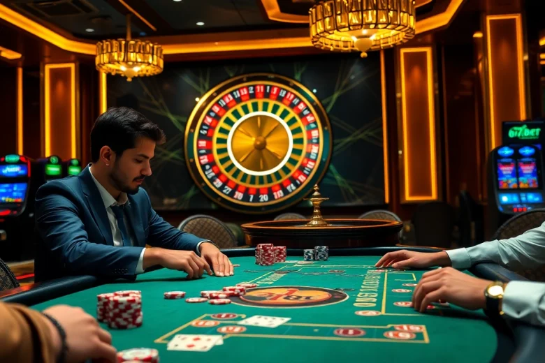 Experience high-stakes gaming at 67bet with an elegant poker setup and luxurious casino ambiance.