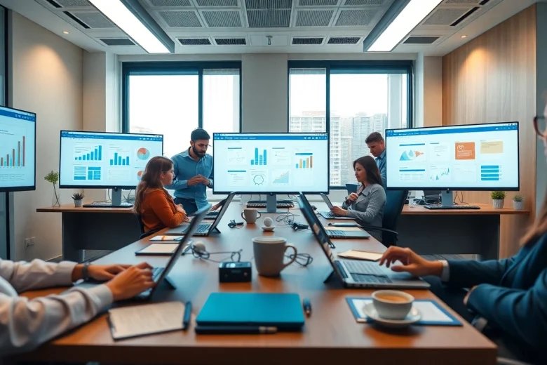 Effective collaboration at a modern office using wps下载 for productivity.