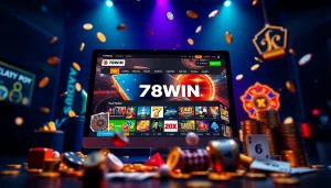 Engaging desktop view of the เจ้ามือรับแทง 78WIN online betting platform with casino games and vibrant graphics.