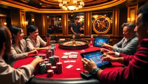 Exciting casino scene with players engaged in various games emphasizing 소액결제 options for secure transactions.