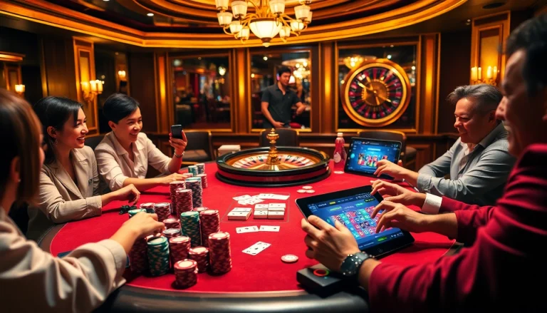 Exciting casino scene with players engaged in various games emphasizing 소액결제 options for secure transactions.