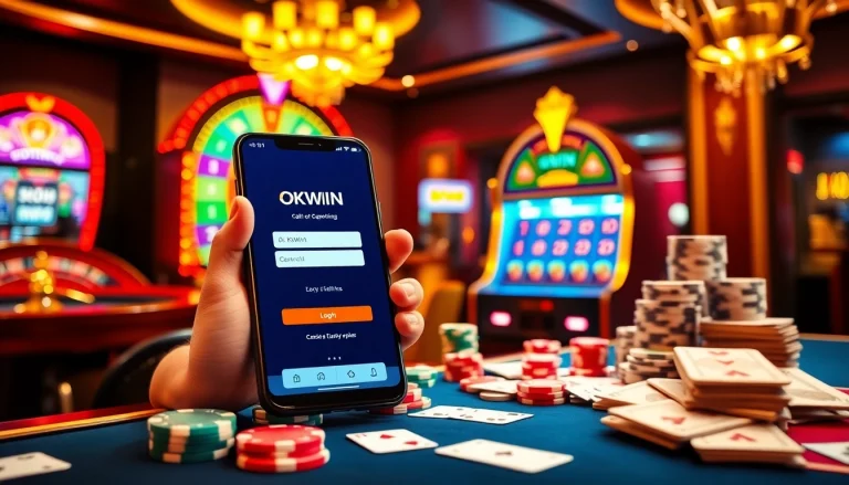 Experience the excitement of okwin login with vibrant casino visuals and thrilling gaming elements.