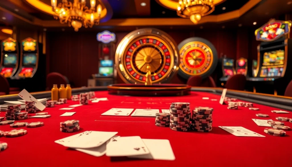 Experience the excitement of XX88 with a luxurious casino scene featuring baccarat, roulette, and slot machines.