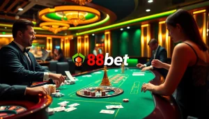 Exciting casino gameplay at 88bet with vibrant poker chips and roulette.