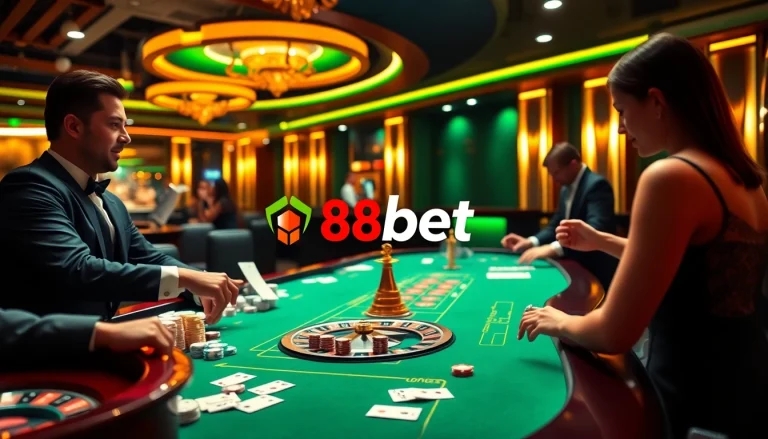 Exciting casino gameplay at 88bet with vibrant poker chips and roulette.