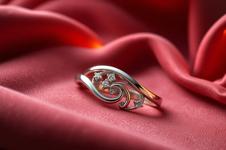 Palladium jewelry gleaming on a plush velvet background in a dramatic lighting setting.