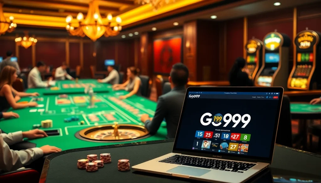 Exciting online gaming scene at nhà cái Go99 with players engaging at casino tables.