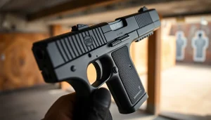 Showcasing a polymer-80 handgun with a sleek design and textured grip for enhanced performance.