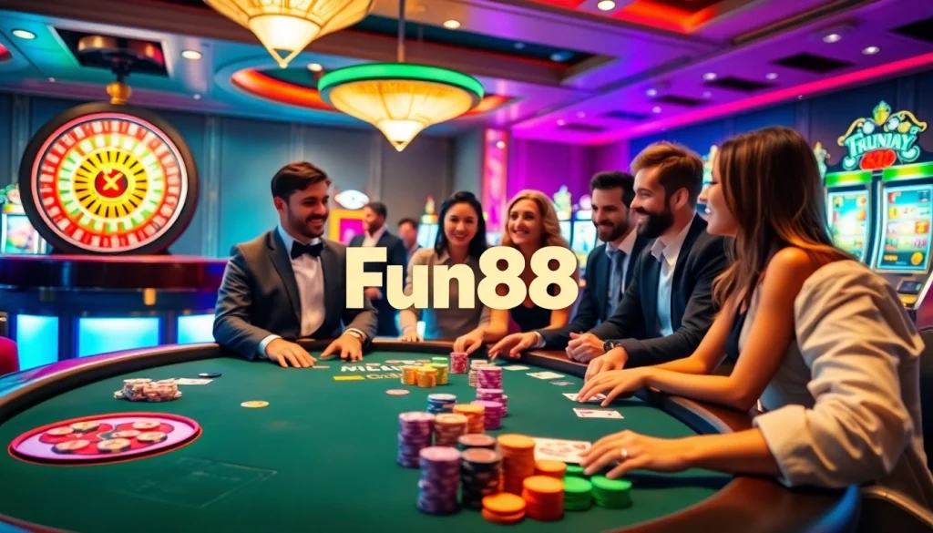 Experience thrilling gameplay at Fun88 with vibrant casino tables and engaging atmosphere.