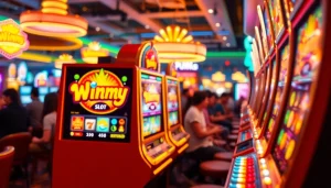 Engage with the exciting winmy slot machine in a dynamic casino environment filled with vibrant energy.