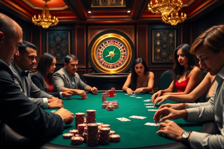 Exciting poker game environment displaying high-stakes gameplay at https://rr88it.com/ with luxurious casino elements.