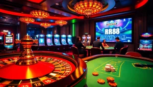 Engage with exciting casino games at https://rr88.pizza/, featuring vibrant roulette wheels and poker action.