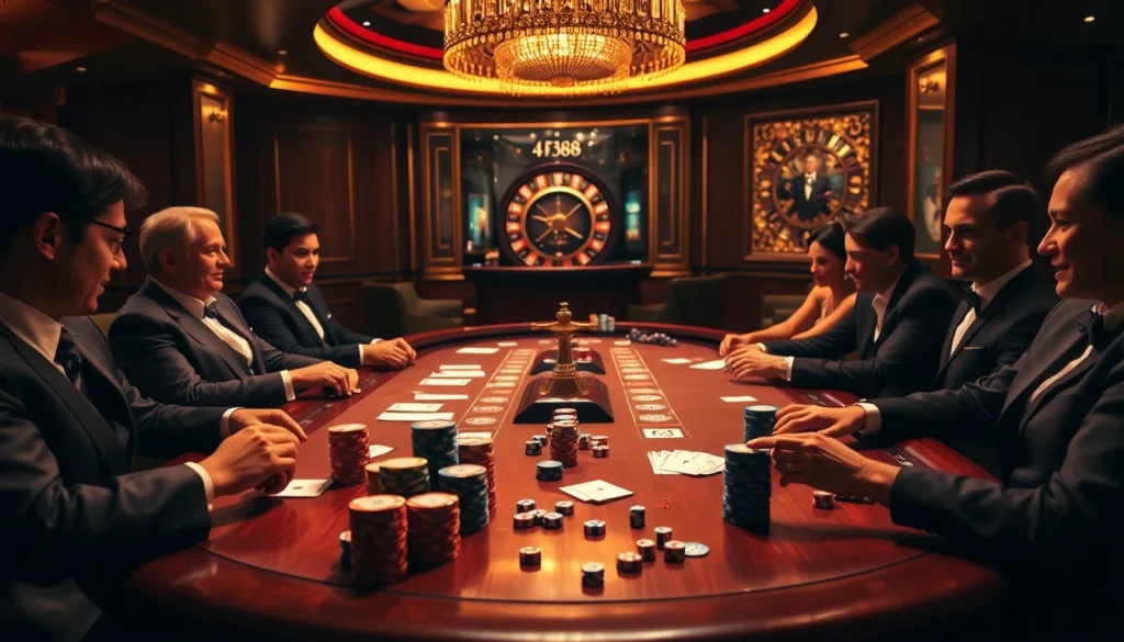 Engage in the excitement of gambling with AF88 at a vibrant casino poker table.