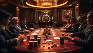 Engage in the excitement of gambling with AF88 at a vibrant casino poker table.