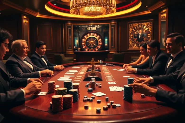 Engage in the excitement of gambling with AF88 at a vibrant casino poker table.