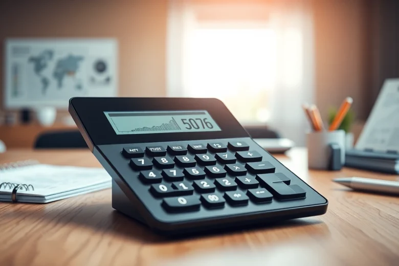 Calculate effortlessly with https://www.calculation.support showcased on a sleek office desk with modern design.