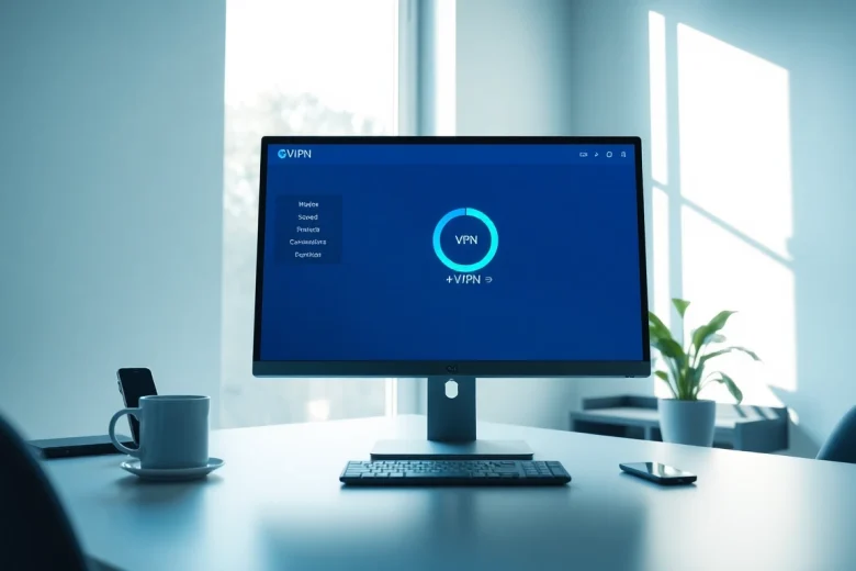 快连VPN interface showcasing fast and secure connections in a modern workspace.