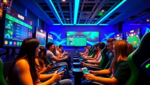 Hello88 online gaming platform showcasing diverse players and vibrant digital interfaces.