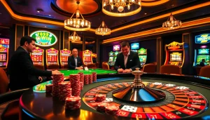 Players strategizing at a luxurious table, capturing the electrifying essence of 789 win in a casino setting.