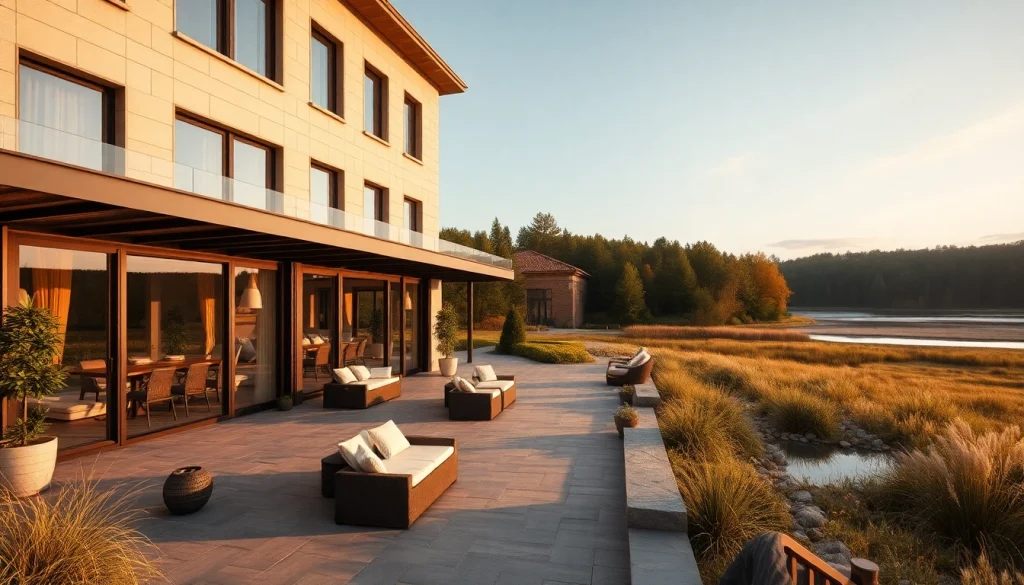Luxurious hotel in Sweden surrounded by nature, offering serene views and elegant architecture.