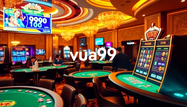 Experience high-stakes gaming at Vua99 with vibrant casino tables.