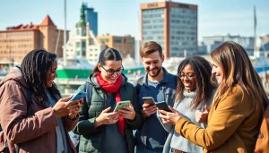 Engaging sports betting Nova Scotia atmosphere with friends discussing betting apps.