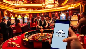 Betting at the roulette table in a luxurious casino atmosphere featuring https://superbetapp.com.br