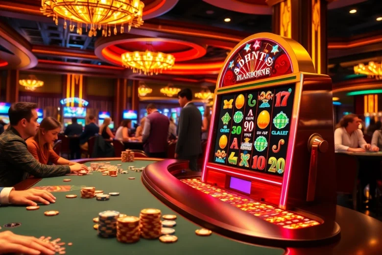 Engaging online slots featuring colorful machines and vibrant casino atmosphere.